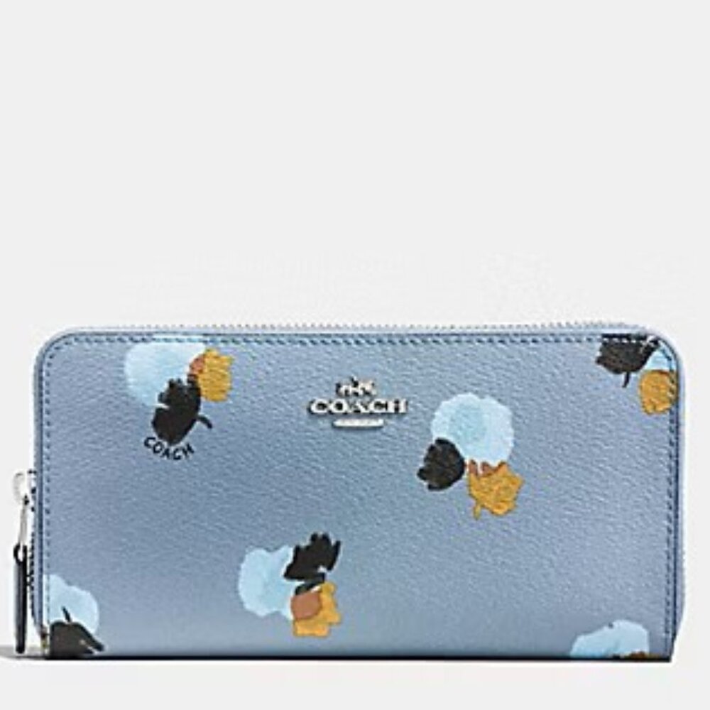 Coach ACCORDION ZIP WALLET IN FIELD FLORA PRINT COATED CANVAS - Picture 1 of 11